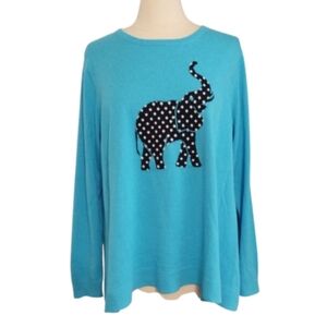 crown & ivy Turquoise Elephant Sweater